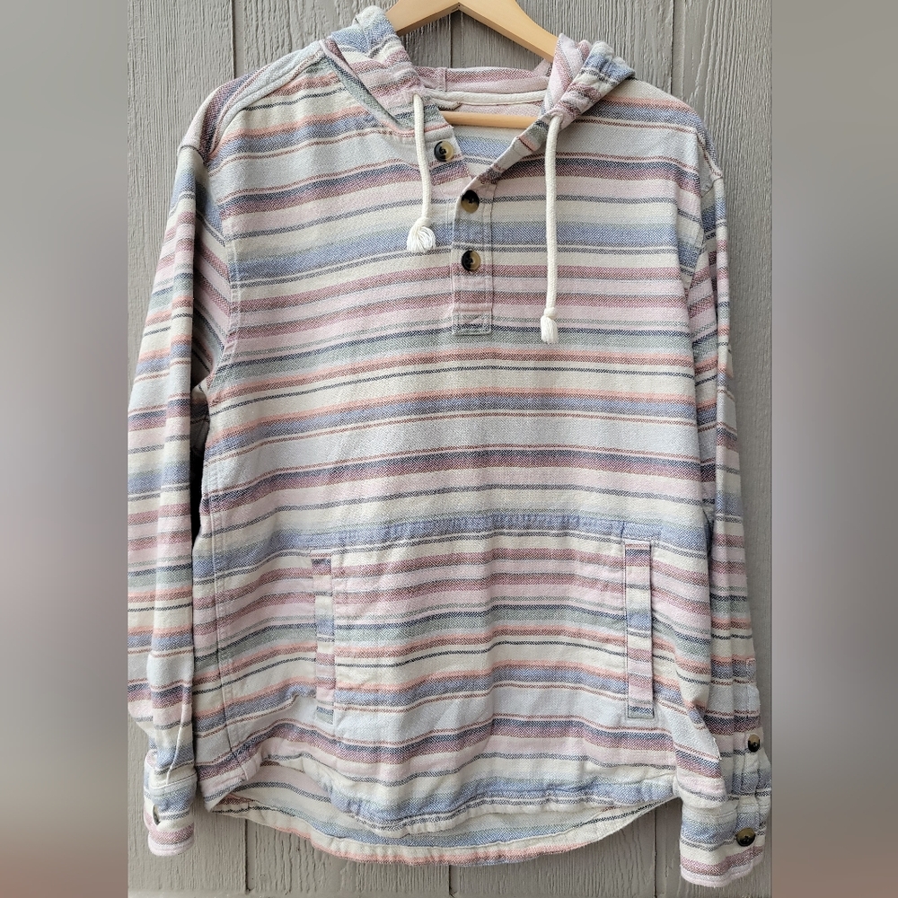 Marine Layer Pastel Striped Hooded Pullover Size Large